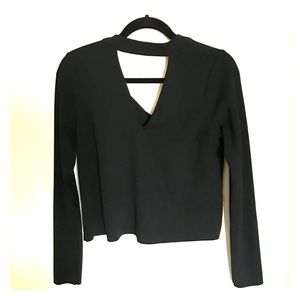HnM black deep vneck choker top